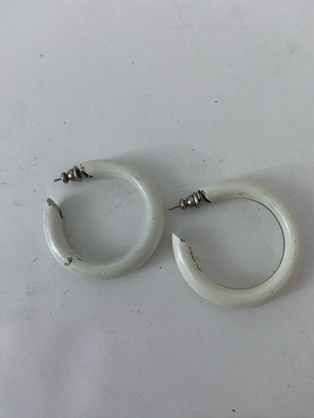white hoop earrings